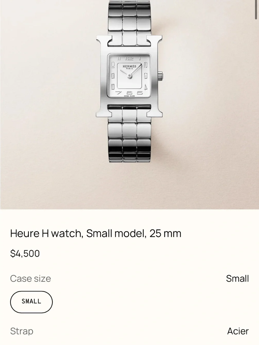 Hermes Stainless Steel Women's Bracelet Watch - Silver